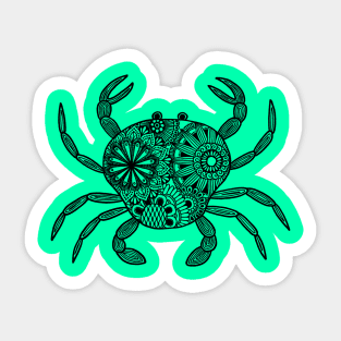 Mandala Crab (teal and black) Sticker